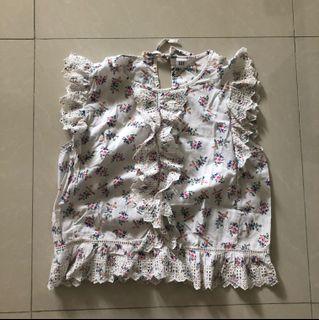 GAP White Flowery Blouse