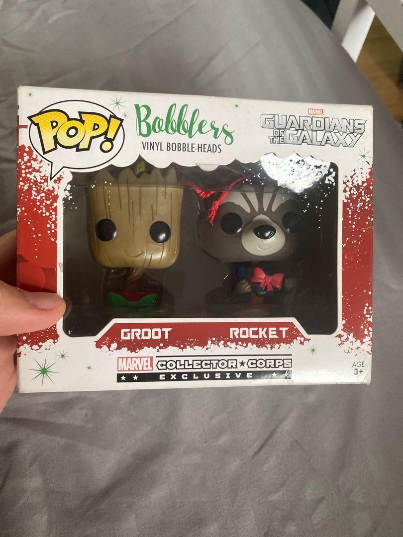 Groot Rocket bobblers (Category: Designer & Blind Box Toys) located in Manila. Submitted by derek_zoolander (Listing ID 1067425684, Image 1). Description: - 7/10 box - groot and rocket bobble head - .