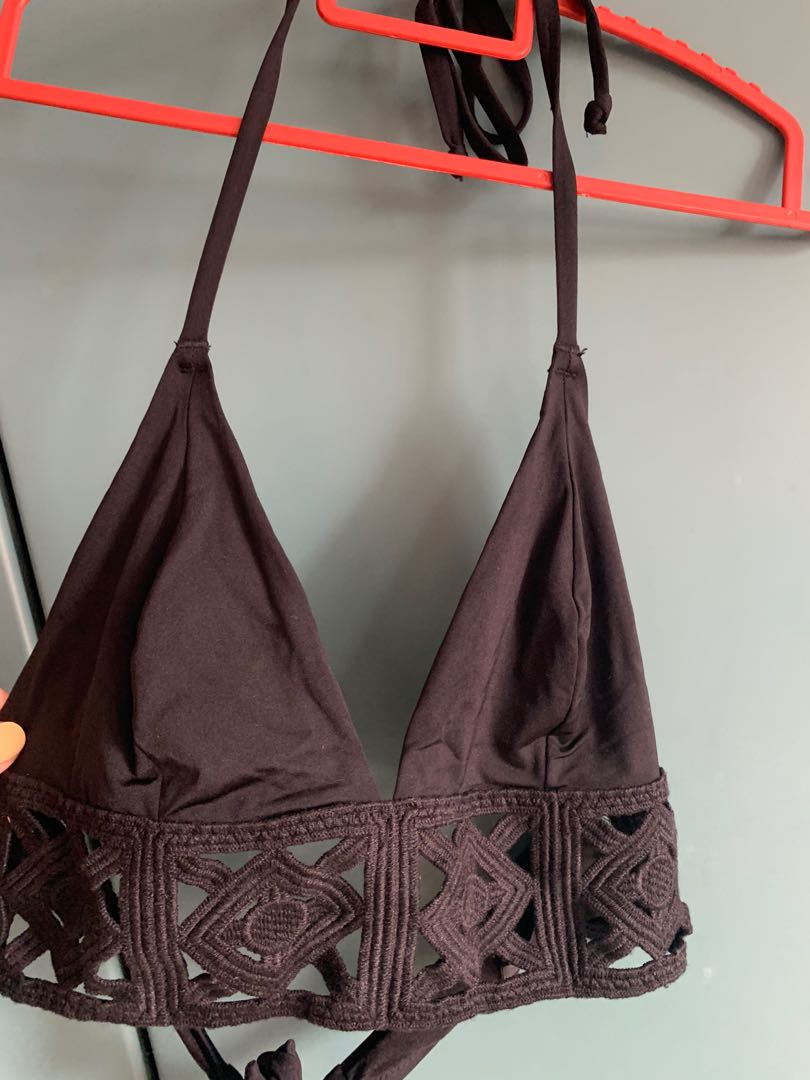 black crochet bikini top