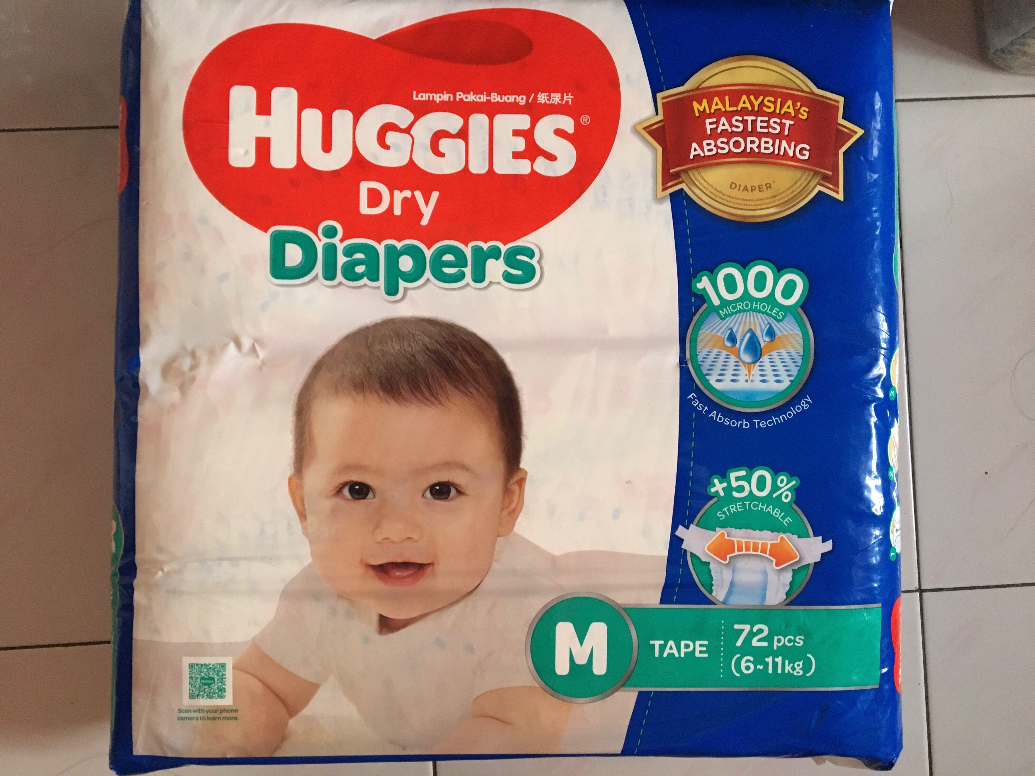 Huggies Dry Diapers Tape M, Babies & Kids, Bathing & Changing, Diapers & Baby Wipes on Carousell