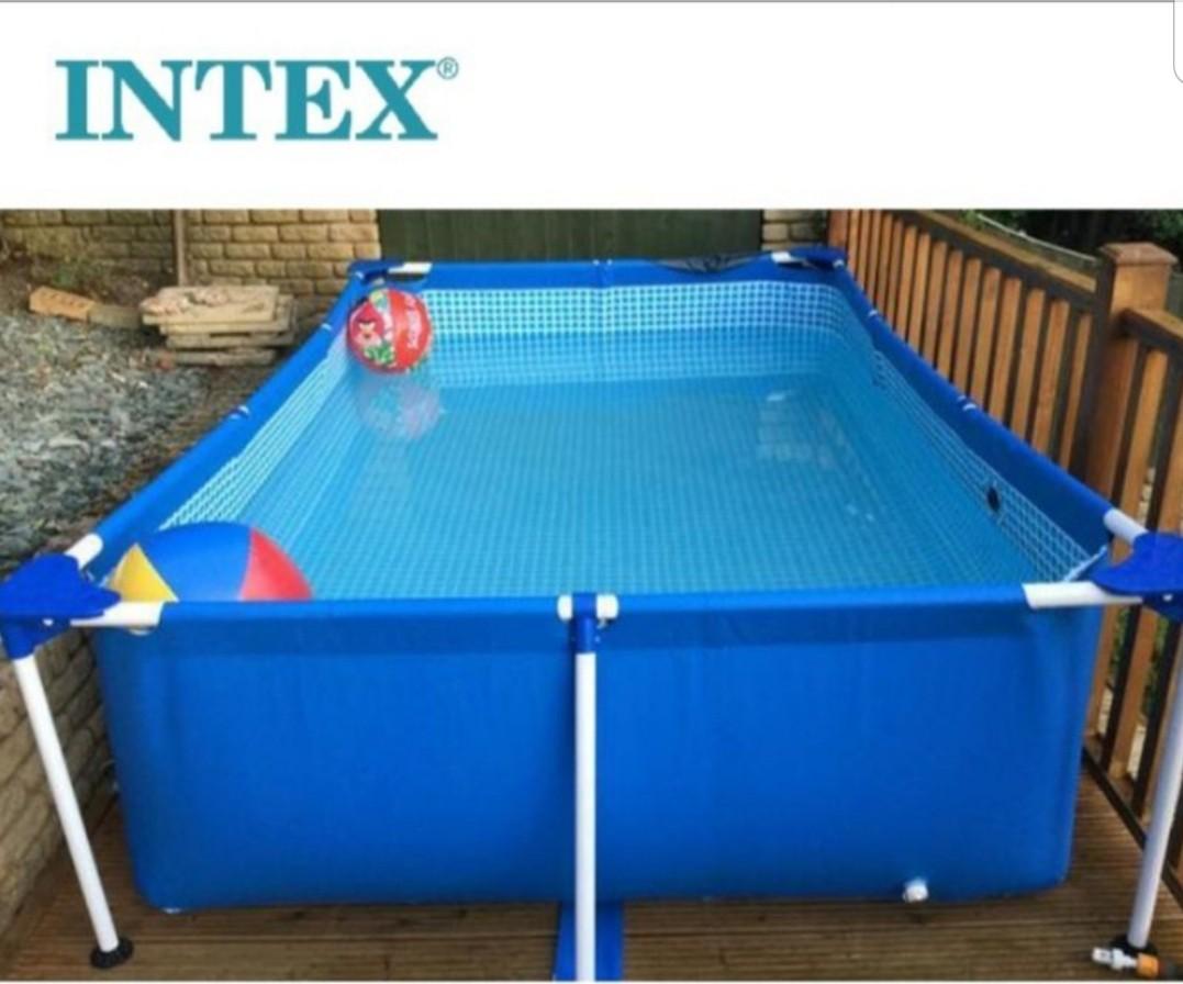 intex 3 meters rectangular steel frame pool hobbies toys toys games on carousell