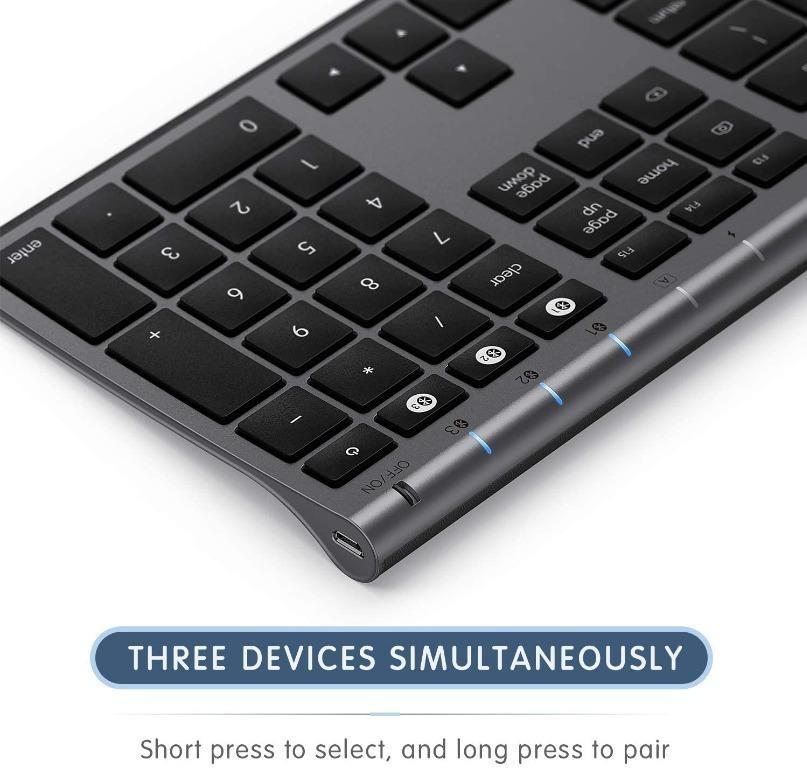 JELLY COMB K15G3 MultiDevice Bluetooth Keyboard (Space Gray), Multi