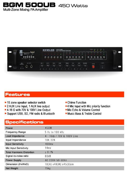 Kevler Bgm 500ub Bgm 300ub Bgm 550 Pa Amplifirr Audio Soundbars Speakers Amplifiers On Carousell