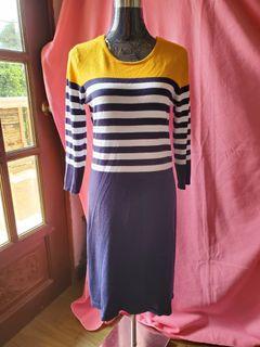Knitted midi long dress stripes