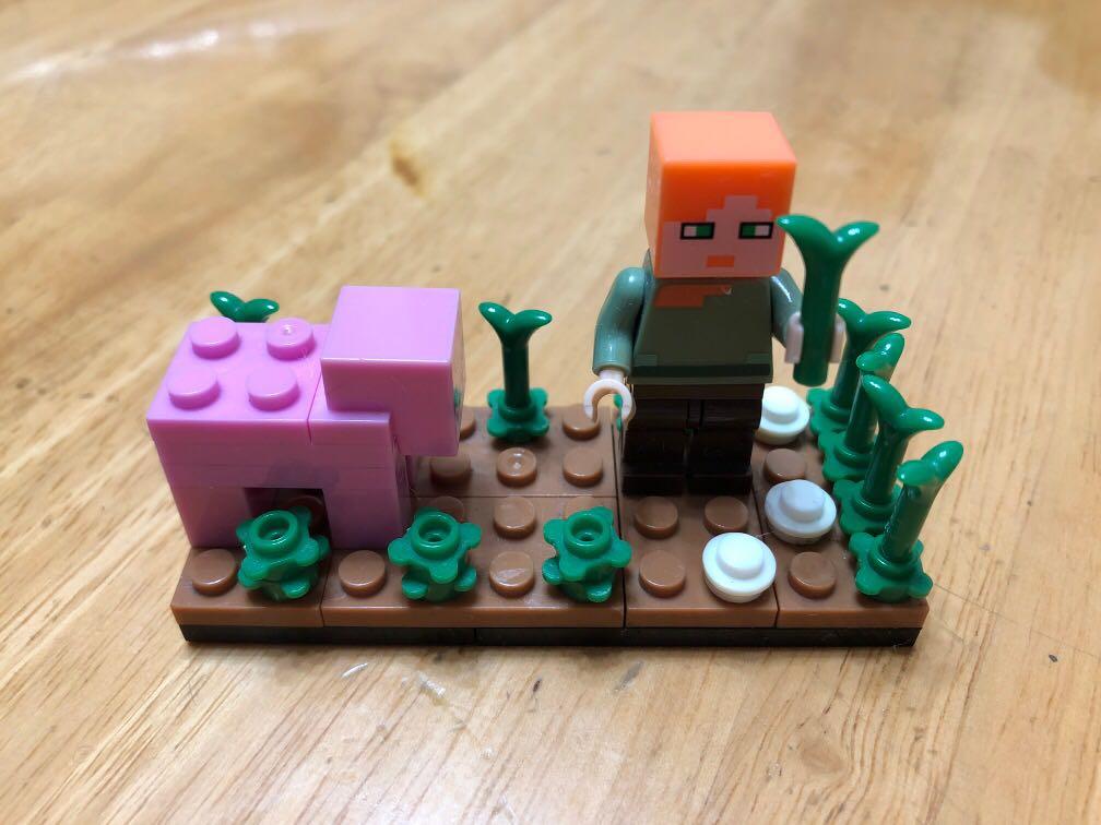 非lego Minecraft 橙頭人仔 粉豬仔 小草 玩具 遊戲類 玩具 Carousell