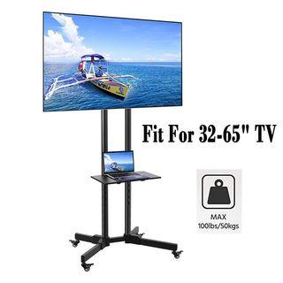 READY STOCK MOBILE ROLLING MOVABLE TV STAND FLEXIBLE ADJUSTABLE 25 - 65 “ FOR CONFERENCE MALL RESTAURANT HOTEL DISPLAY
