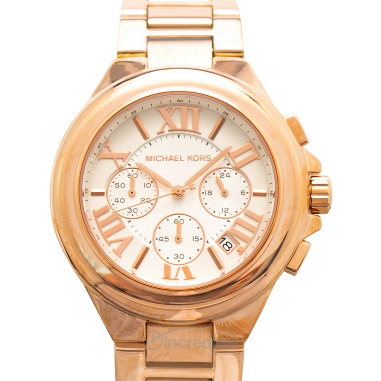 NEW Michael Kors Camille Chronograph White Dial Rose Gold tone