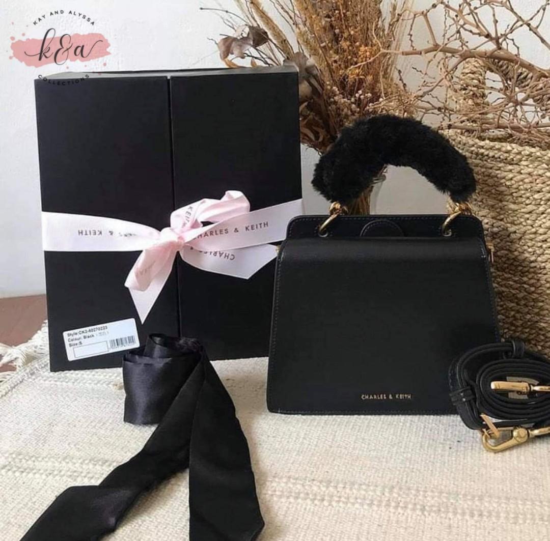 Charles and keith outlet fur bag limited edition