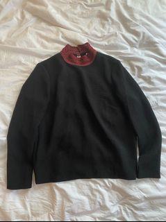 Sandro black knit collar top