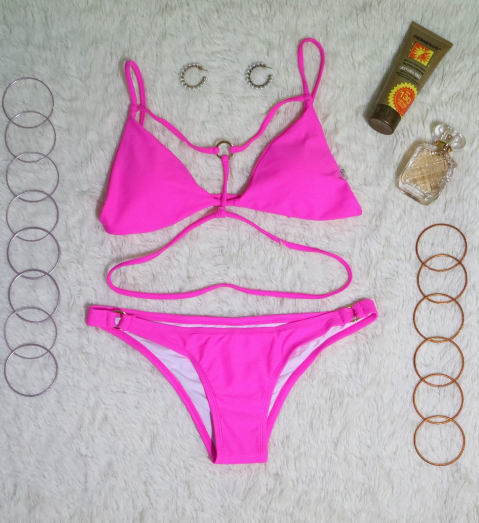 Neon pink string bikini