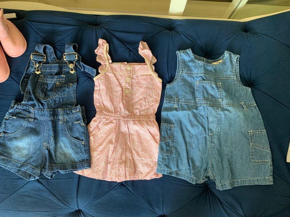 Super cute overalls for girls (Category: Babies & Kids Fashion) located in Paranaque City. Submitted by maggie188 (Listing ID 1067402762, Image 1). Description: Take all 3 or PhP 100 each Denim jumper, small Floral romper, 18mos Denim onesie, 6-9mos in tag but can fit up to 18mos.