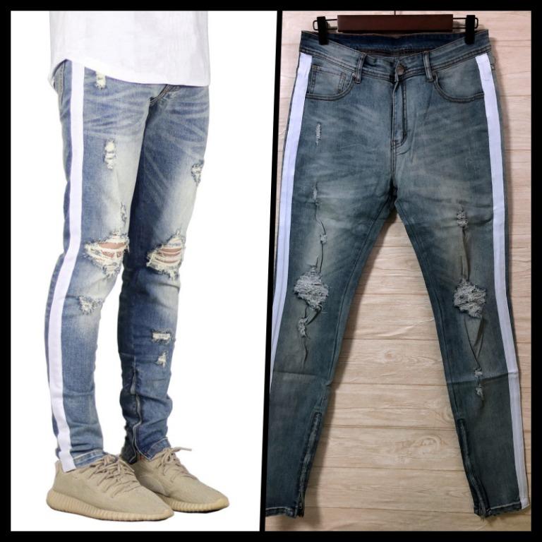 Denim jeans online white stripe