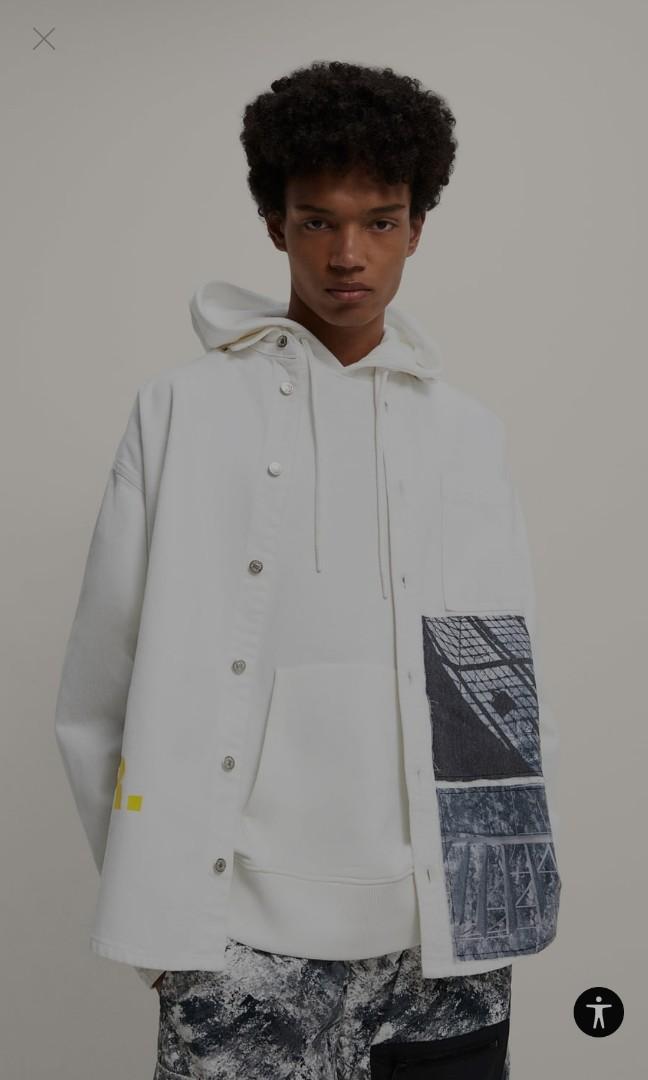 ZARA Man Overshirt Patch White NEW 