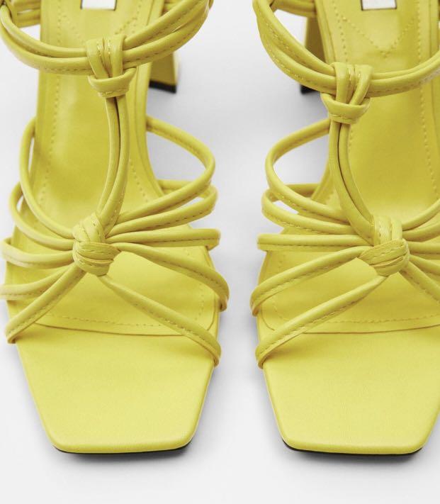 Zara yellow strappy heels clearance