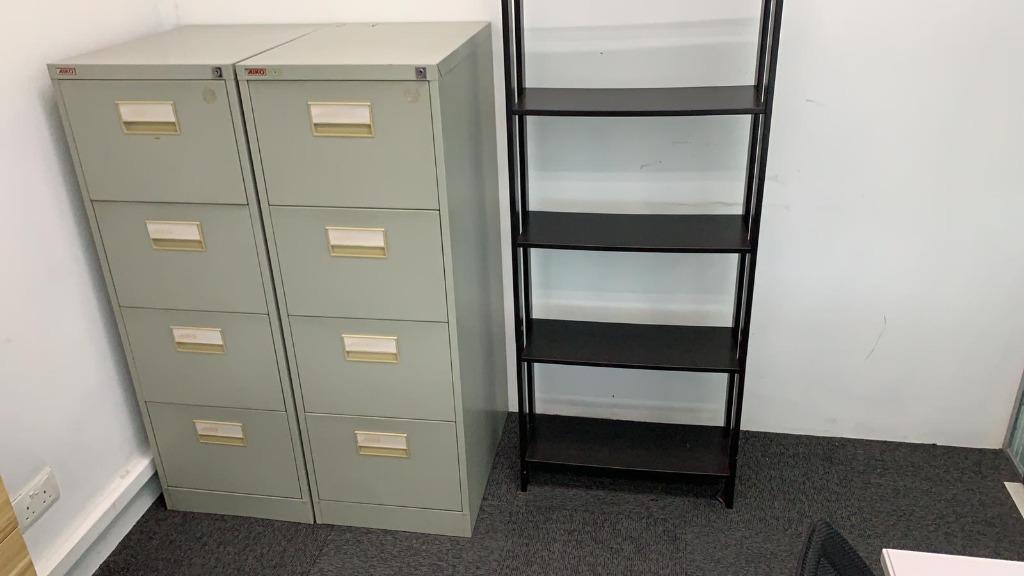 4-drawer steel filing cabinets with label holders and black ...