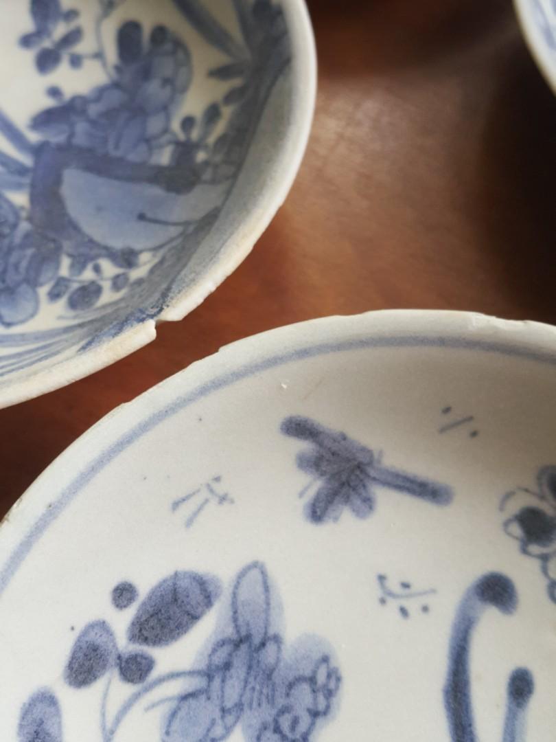 Sold! 4pc Antique Chinese Saucers Kangxi Qing Dynasty Shipwreck Plate