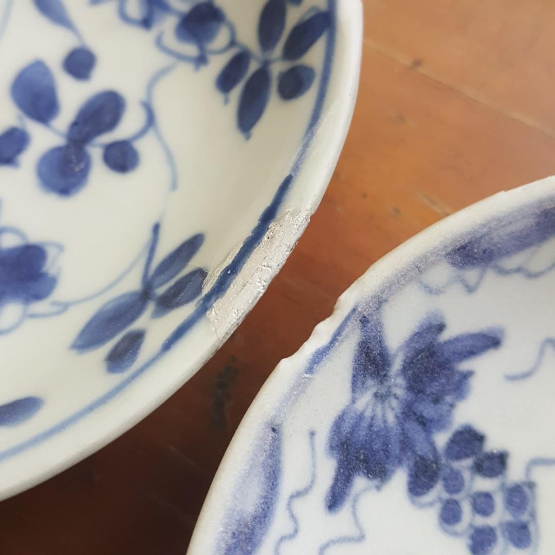 Sold! 4pc Antique Chinese Saucers Kangxi Qing Dynasty Shipwreck Plate