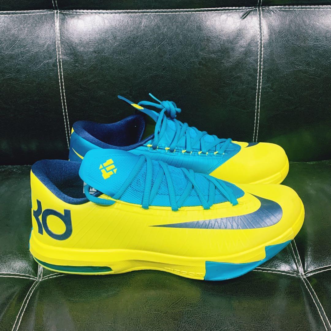 全新NIKE KD VI KD6 AIR ZOOM 籃球鞋黃綠藍配色香蕉US 10.5 28.5 cm