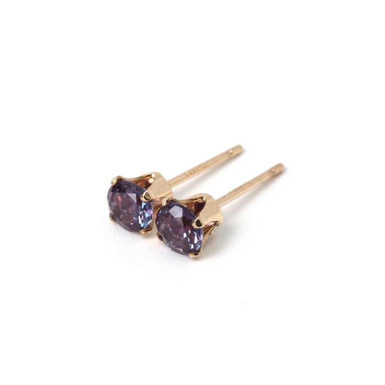 Alexandrite Gold Earrings 14k Gold Filled 4mm Round Earrings
