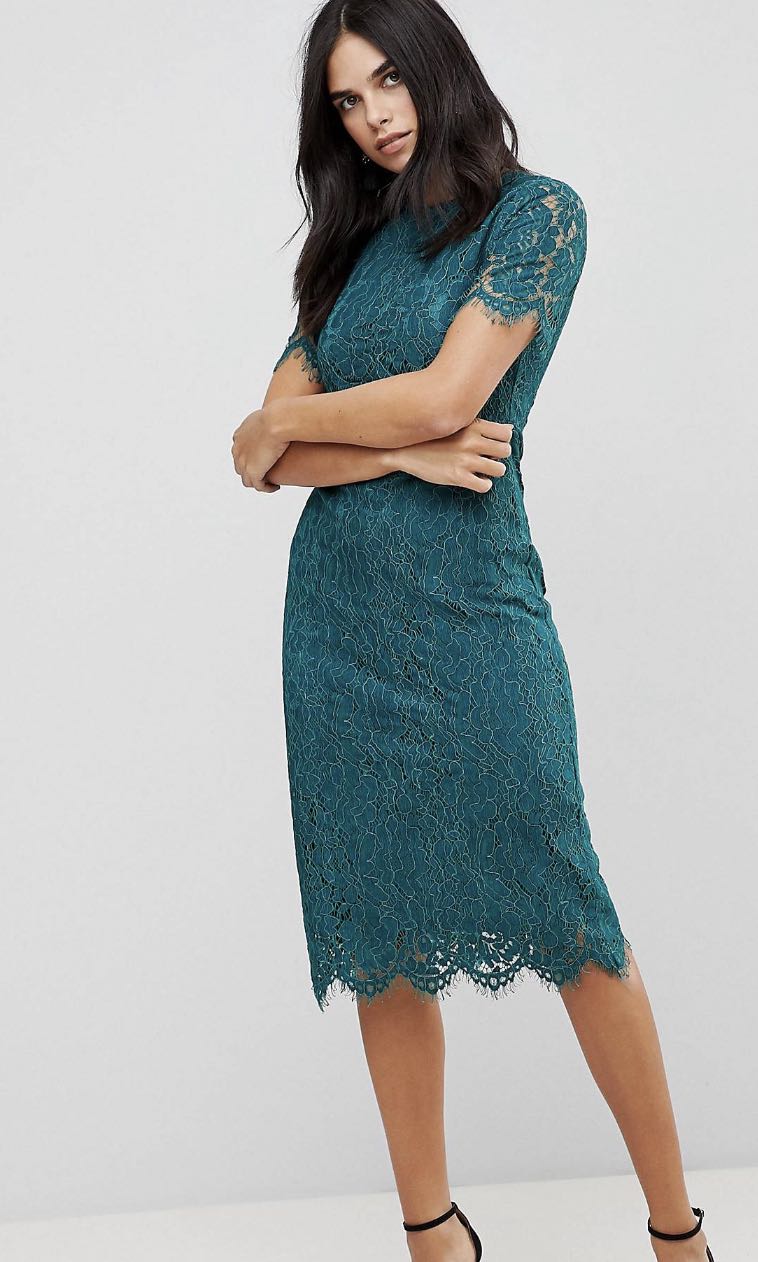 Asos Midi Dress With Lace Overlay, Women'S Fashion, Dresses & Sets, Dresses  On Carousell