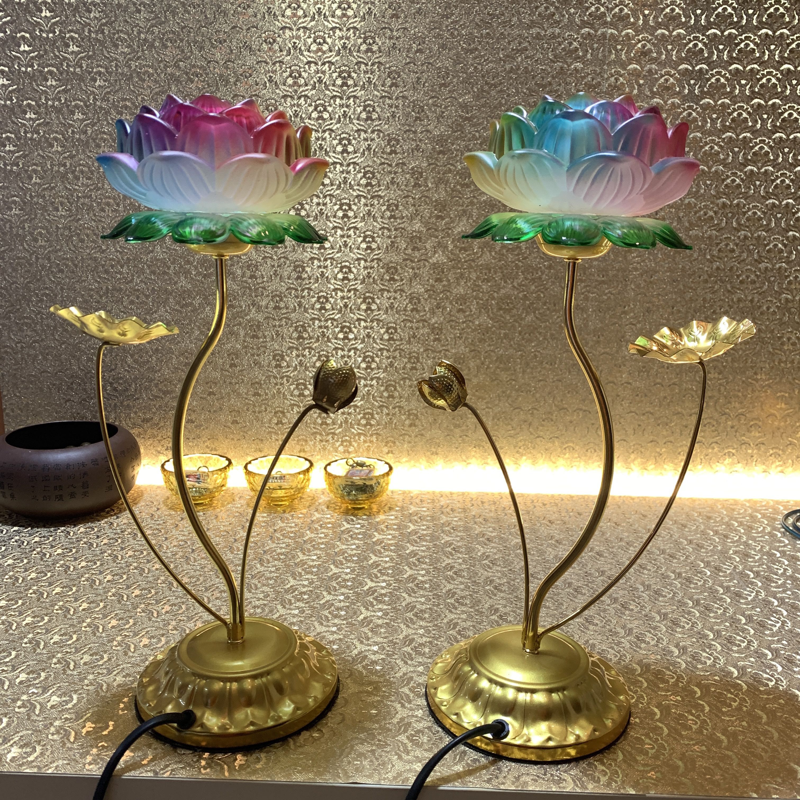 [LOWERED FROM 58] Beautiful Lotus Flower Lamps in Rainbow, Furniture
