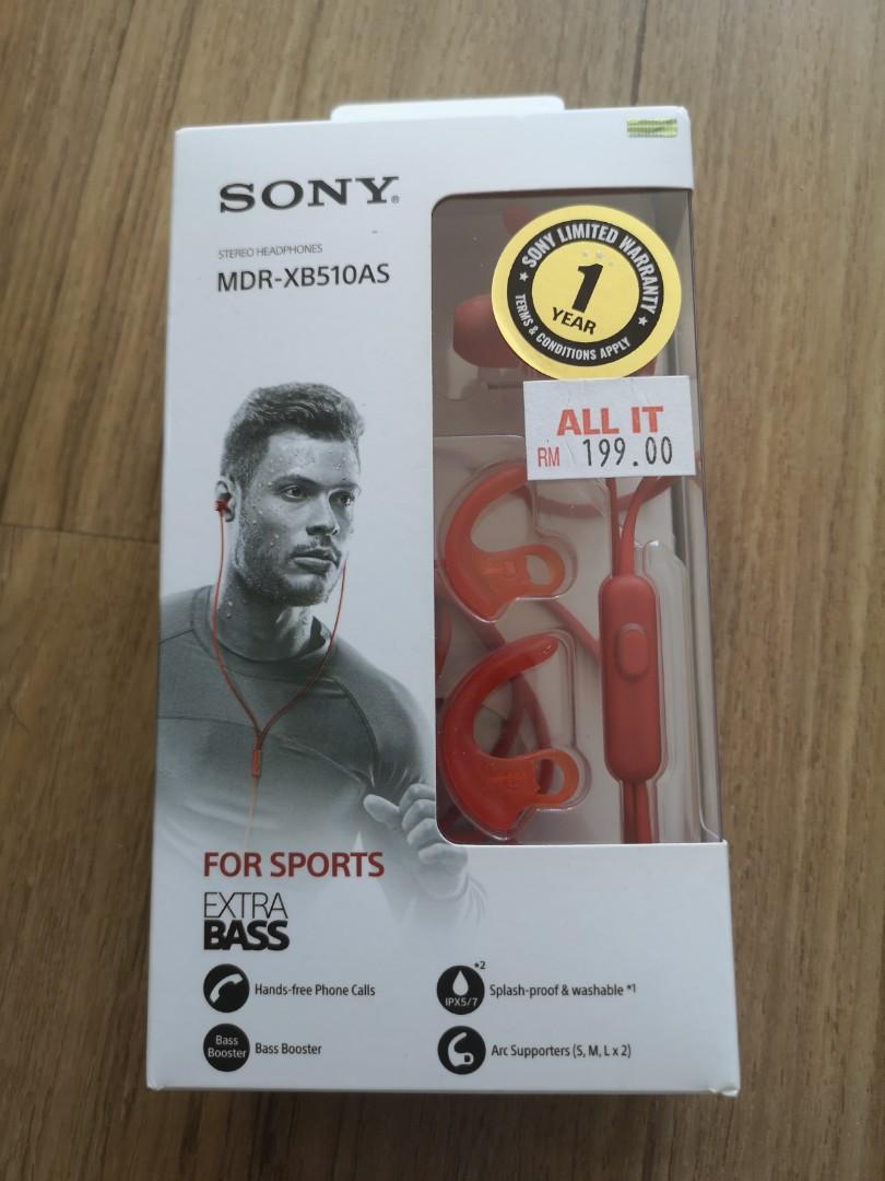 Brand New Sony Earphone Extra Bass MDR-XB510AS/R, Audio, Headphones \u0026  Headsets on Carousell