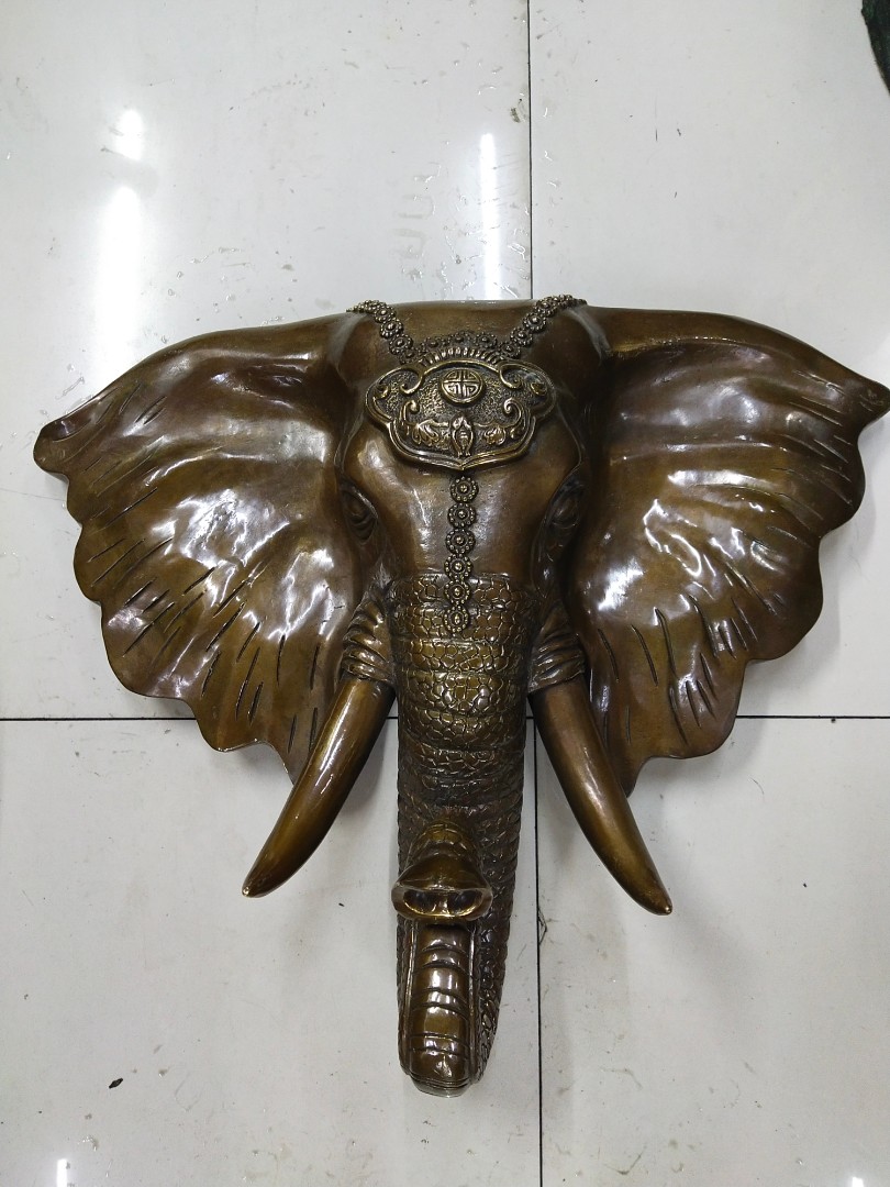 Brass elephant head wall display, Hobbies & Toys, Memorabilia