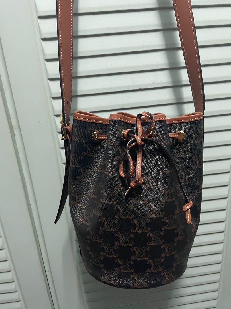 celine drawstring small triomphe canvas bag