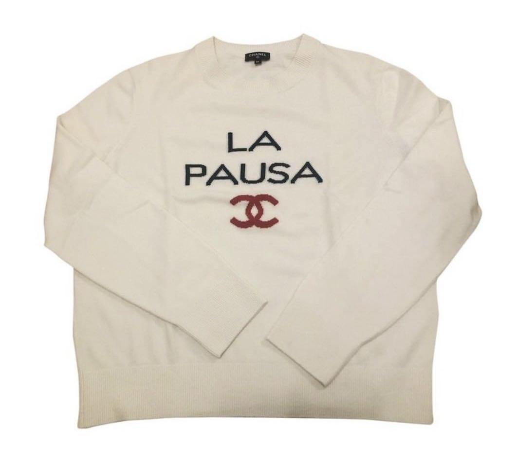 Chanel La Pausa Logo Cashmere Pullover 