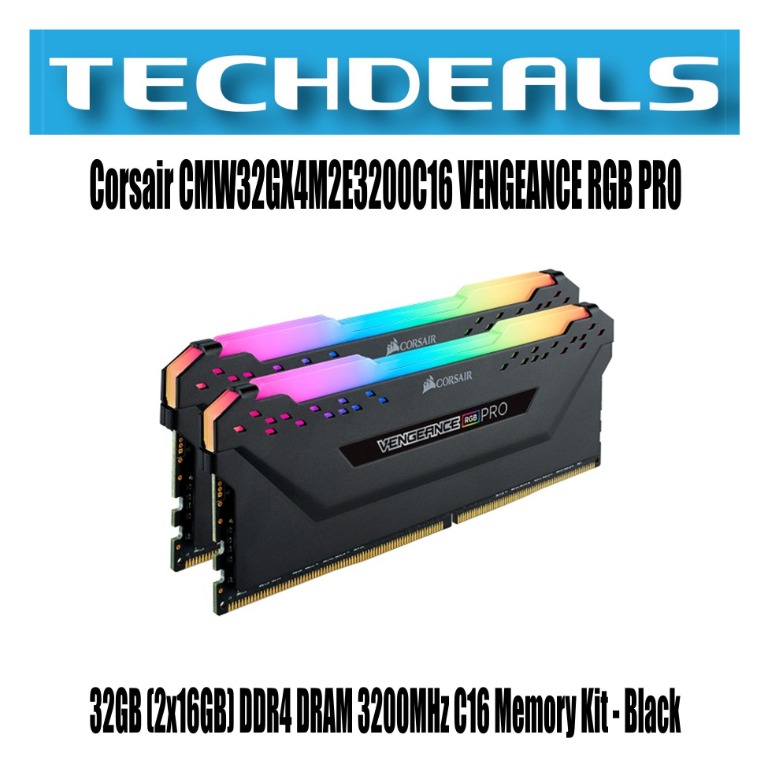 Corsair CMW32GX4M2E3200C16 VENGEANCE RGB PRO 32GB (2x16GB) DDR4 DRAM ...