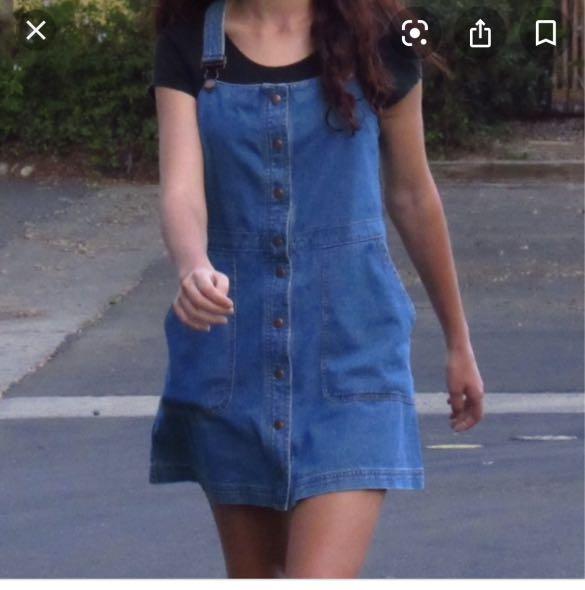 h&m denim overall dress