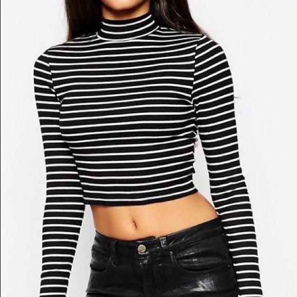 H&m striped crop top deals