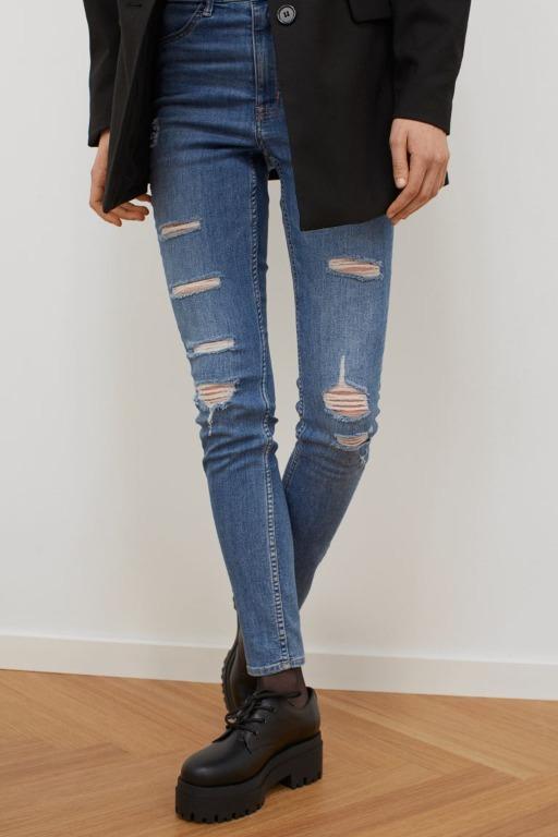 H&M Divided, Black Skinny Button Fly Jeans