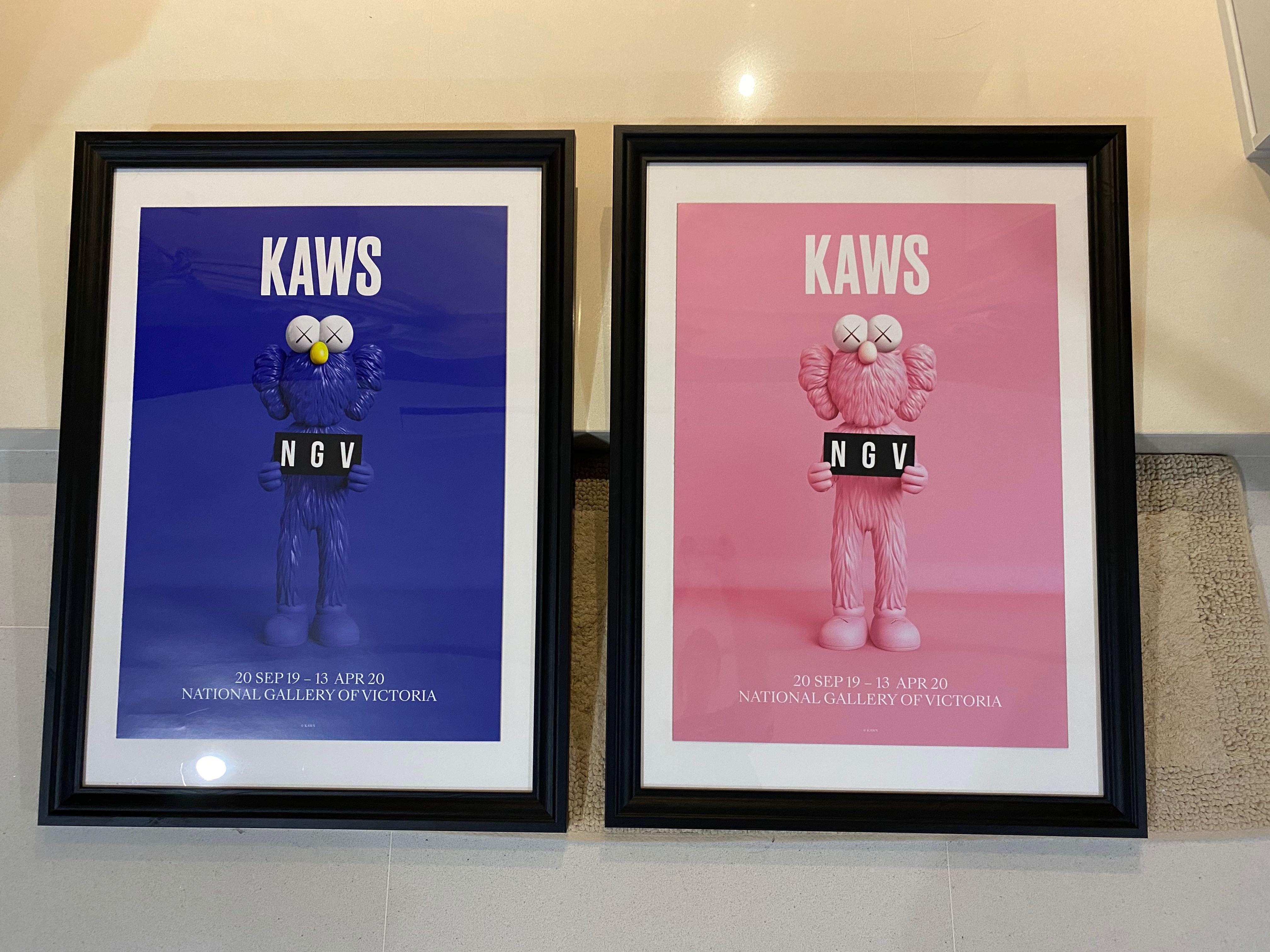 [With frame] KAWS x NGV BFF Poster (blue +Pink) 2019 with frame 50cmx 70cm