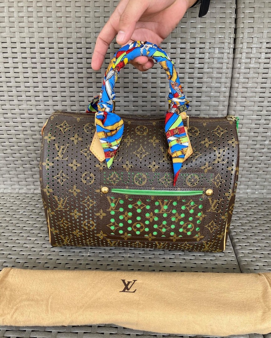 Lv green monogram perforated canvas limited edition Speedy 30 bag, Luxury,  Bags & Wallets on Carousell