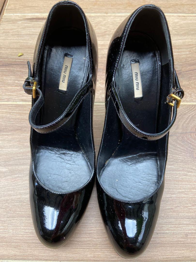 Miu Miu Black Patent Leather Mary Jane Pumps Shoes Size 36, Women's  Fashion, Footwear, Heels on Carousell
