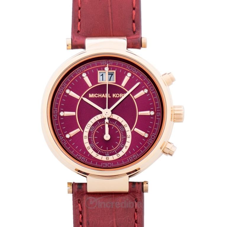 NEW Michael Kors Sawyer Quartz Burgundy Dial Ladies Watch MK2426 Luxury Watches on Carousell