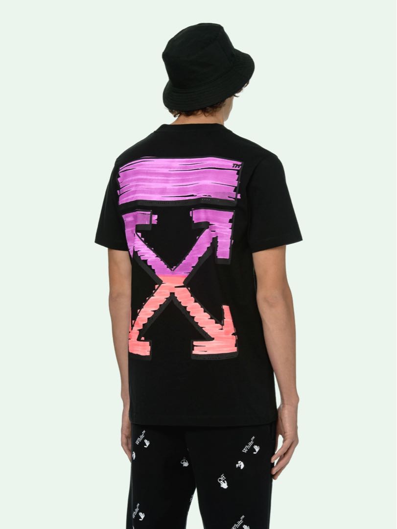 purple and white tee