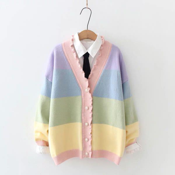 Rainbow store striped cardigan