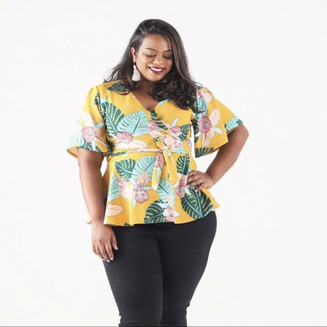 plus size yellow floral top