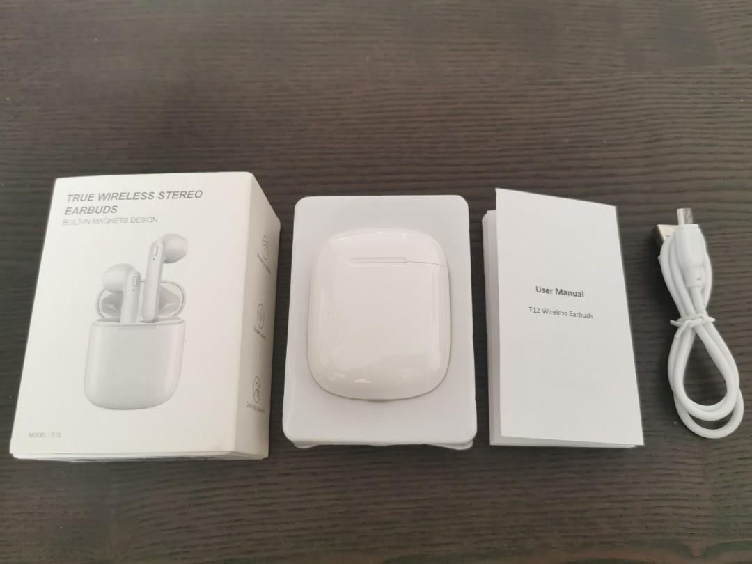 T12 true wireless stereo earbuds top