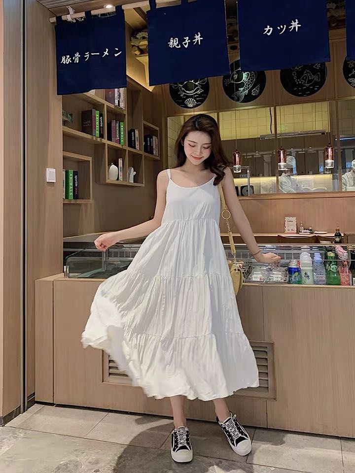 white flowy dress