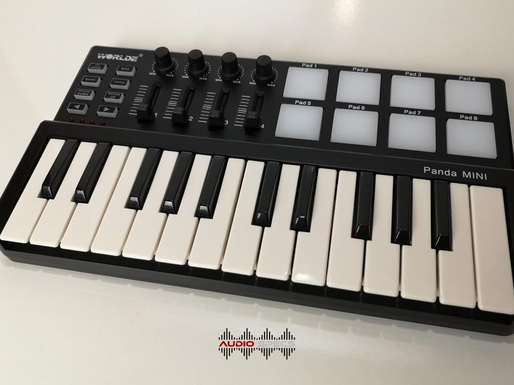 Worlde Panda mini Portable Mini 25-Key USB Keyboard and Drum Pad MIDI Controller (Category: Musical Instruments) located in Quezon City. Submitted by allanpauco (Listing ID 1067737335, Image 3). Description: 💕Brand new units available on hand 💕Available for pick-up or shipping courtesy of buyer Features: 25 velocity-sensitive keys. 8 backlit trigger pads. 4 MIDI control groups. (4 assignable control knobs plus 4 assignable control sliders) 4 ba