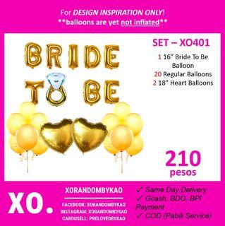 XO401 - Bridal Shower Balloon SET - Bride To Be