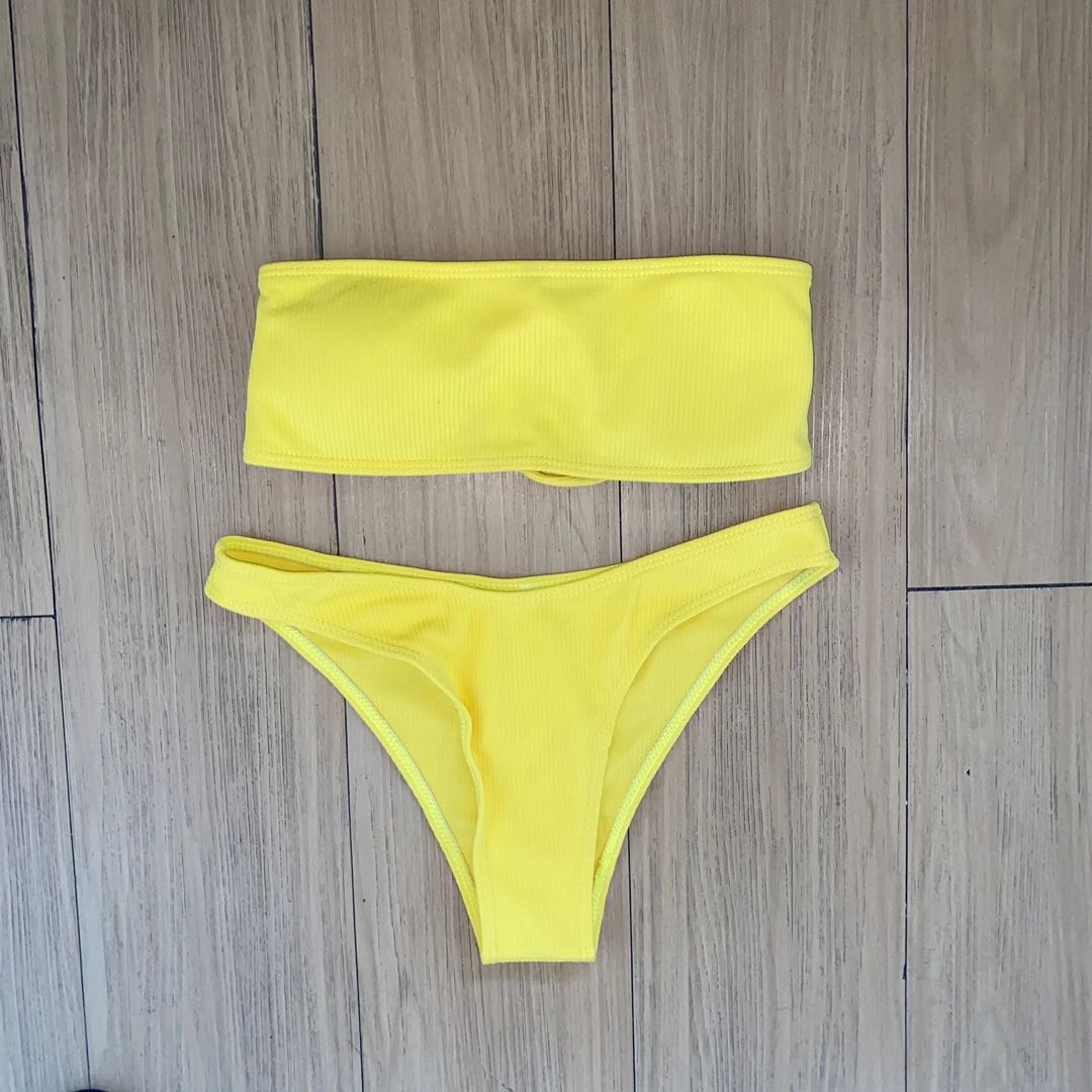 yellow ribbed bikini