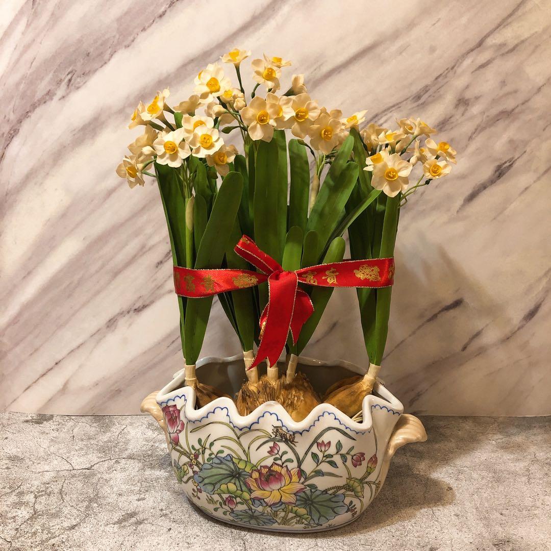 手作麵粉花 年花 水仙 手作 自家設計 手作產品 飾物 Carousell