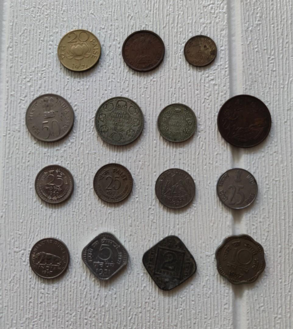 錢幣收藏】印度舊硬幣India old coins, 興趣及遊戲, 收藏品及紀念品, 錢幣- Carousell