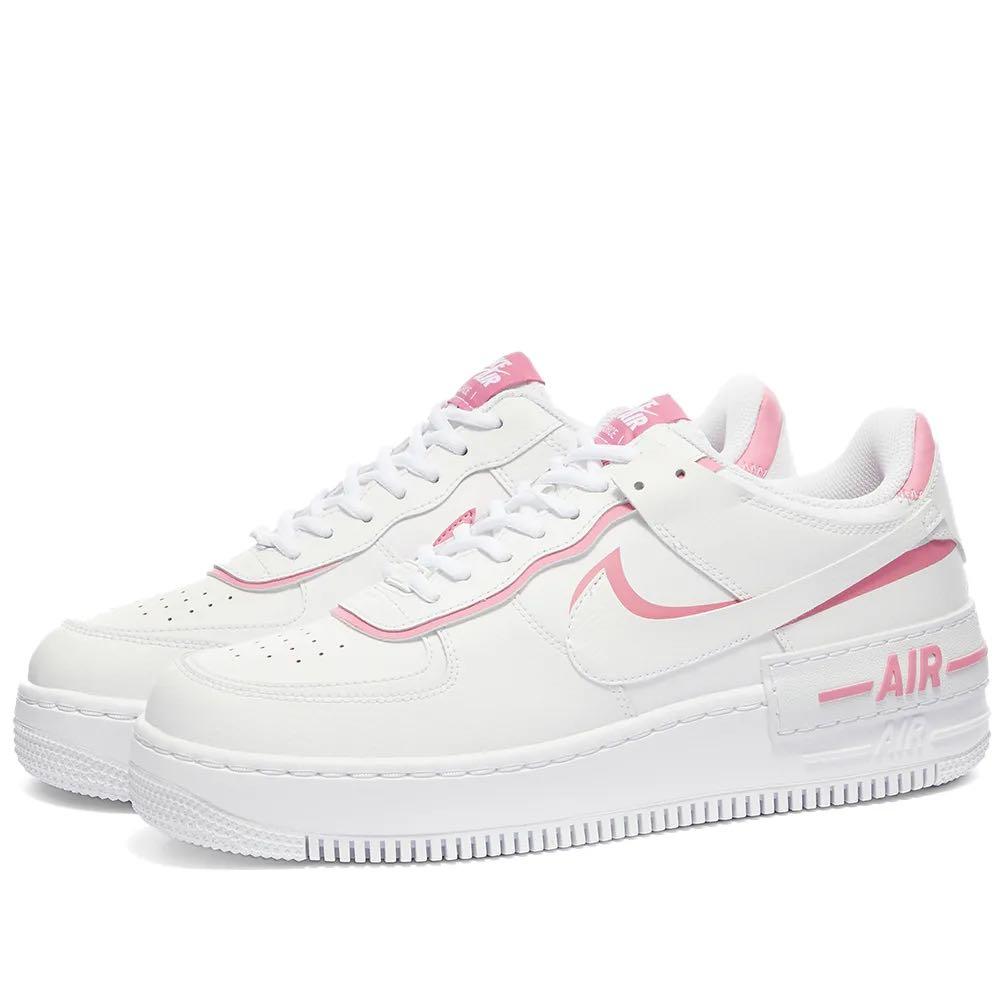 nike women's air force 1 shadow trainer white / white / flamingo