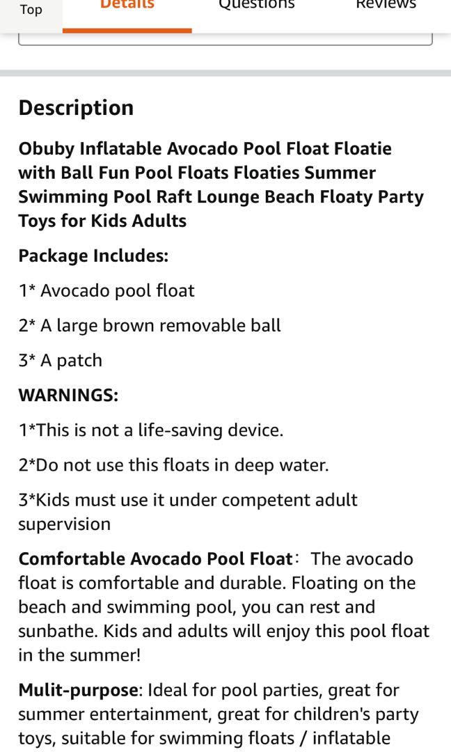 Avocado Swim Float, Sports Equipment, Sports & Games, Water Sports