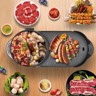 Food Party Hot Pot and Grill Electric Smokeless Grill with Separable  Cooking Plate Hotpot Korean BBQ Indoor Barbecue & Grill Shabu Shabu Pot